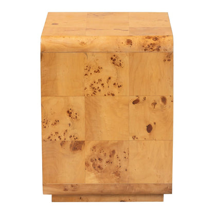 bali & pari - Netra Nightstand in Light Mappa Burl - KL-1570-Natural Burl Op1-Ebony-NS-BOXED view 4