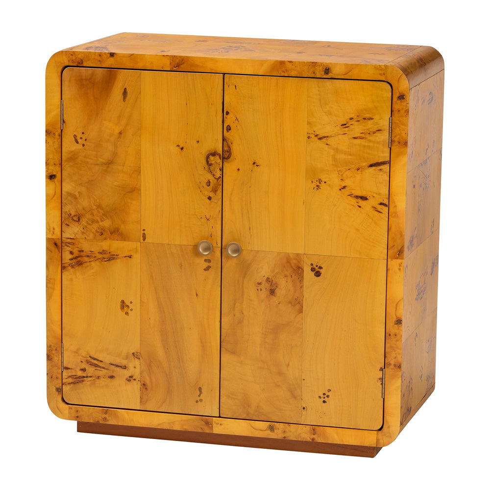 bali & pari - Netra Storage Cabinet in Light Mappa Burl - KL-1573-Natural Burl Op1-Ebony-Sideboard-BOXED view 1