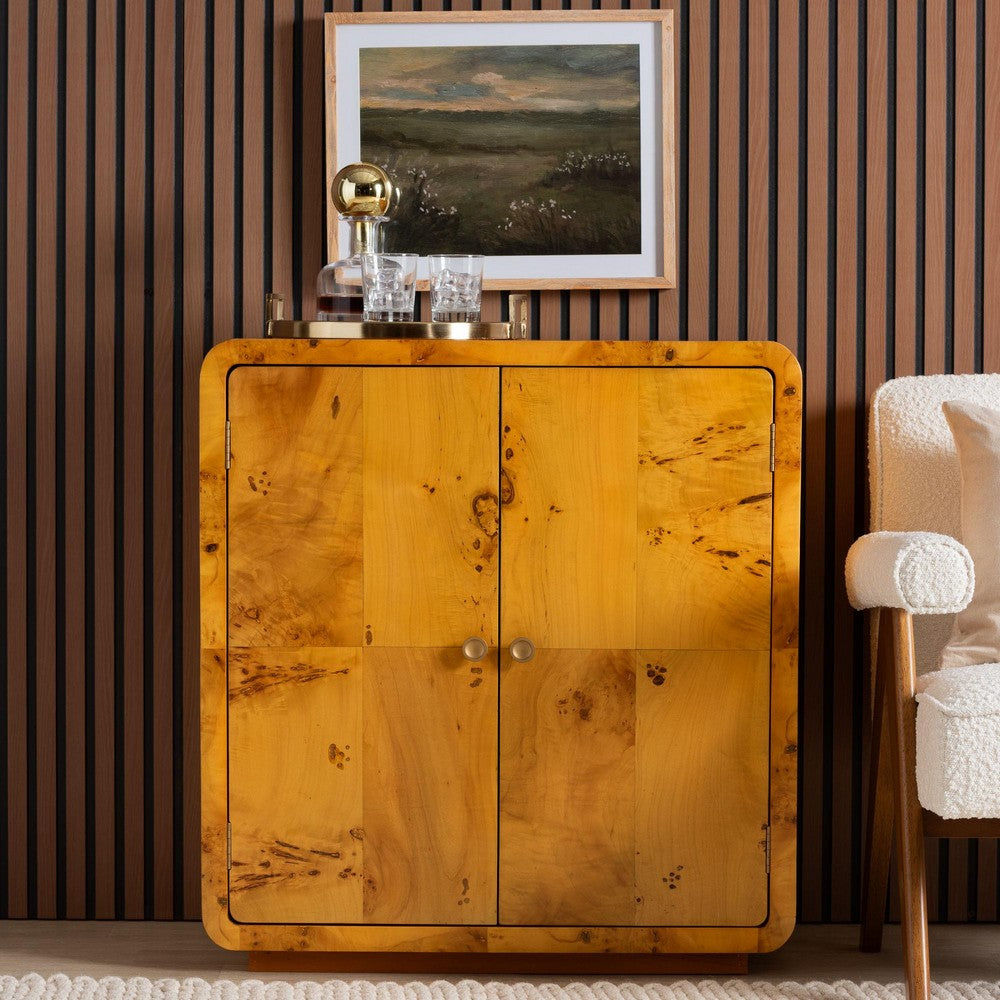 bali & pari - Netra Storage Cabinet in Light Mappa Burl - KL-1573-Natural Burl Op1-Ebony-Sideboard-BOXED view 9