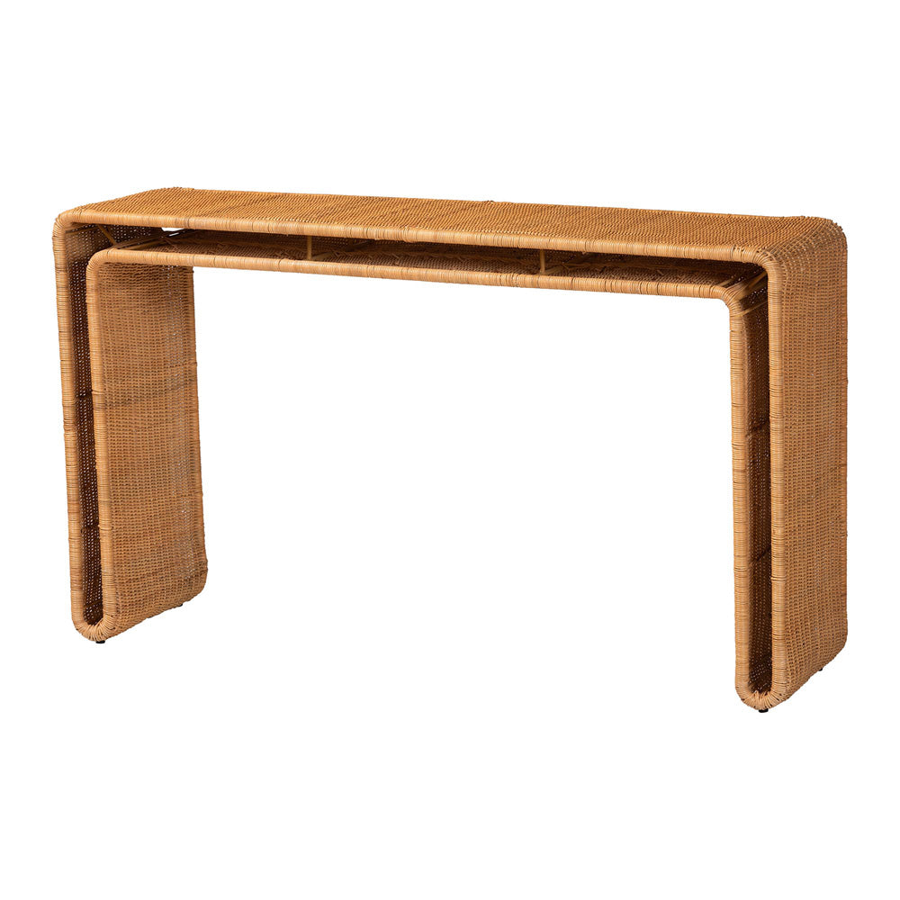 bali & pari - Nevada Console Table in Light Honey - Nevada-Light Honey Rattan-Console Table view 1