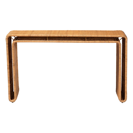 bali & pari - Nevada Console Table in Light Honey - Nevada-Light Honey Rattan-Console Table view 2