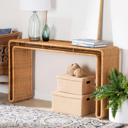 bali & pari - Nevada Console Table in Light Honey - Nevada-Light Honey Rattan-Console Table view 6