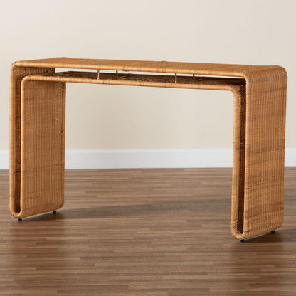 bali & pari - Nevada Console Table in Light Honey - Nevada-Light Honey Rattan-Console Table view 7