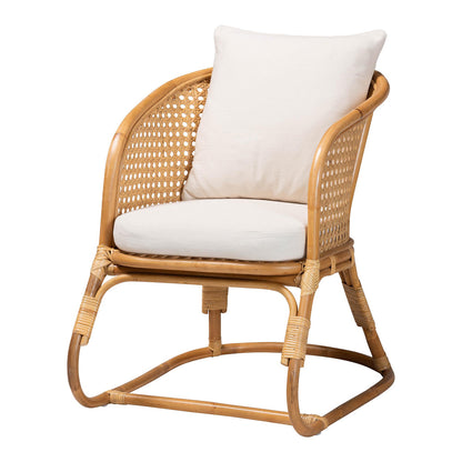 bali & pari - Niko Arm Chair in Light Honey/White - DCWH10010-Light Honey Rattan-Niko Chair view 1