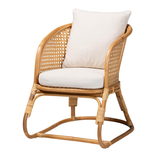 bali & pari - Niko Arm Chair in Light Honey/White - DCWH10010-Light Honey Rattan-Niko Chair view 1