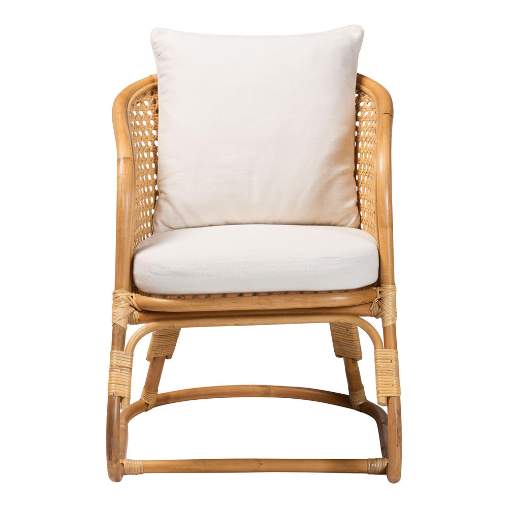 bali & pari - Niko Arm Chair in Light Honey/White - DCWH10010-Light Honey Rattan-Niko Chair view 2