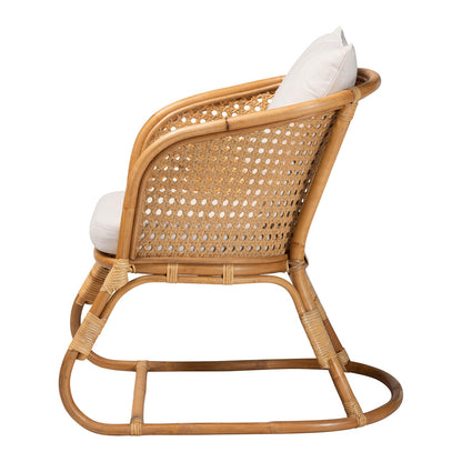 bali & pari - Niko Arm Chair in Light Honey/White - DCWH10010-Light Honey Rattan-Niko Chair view 3