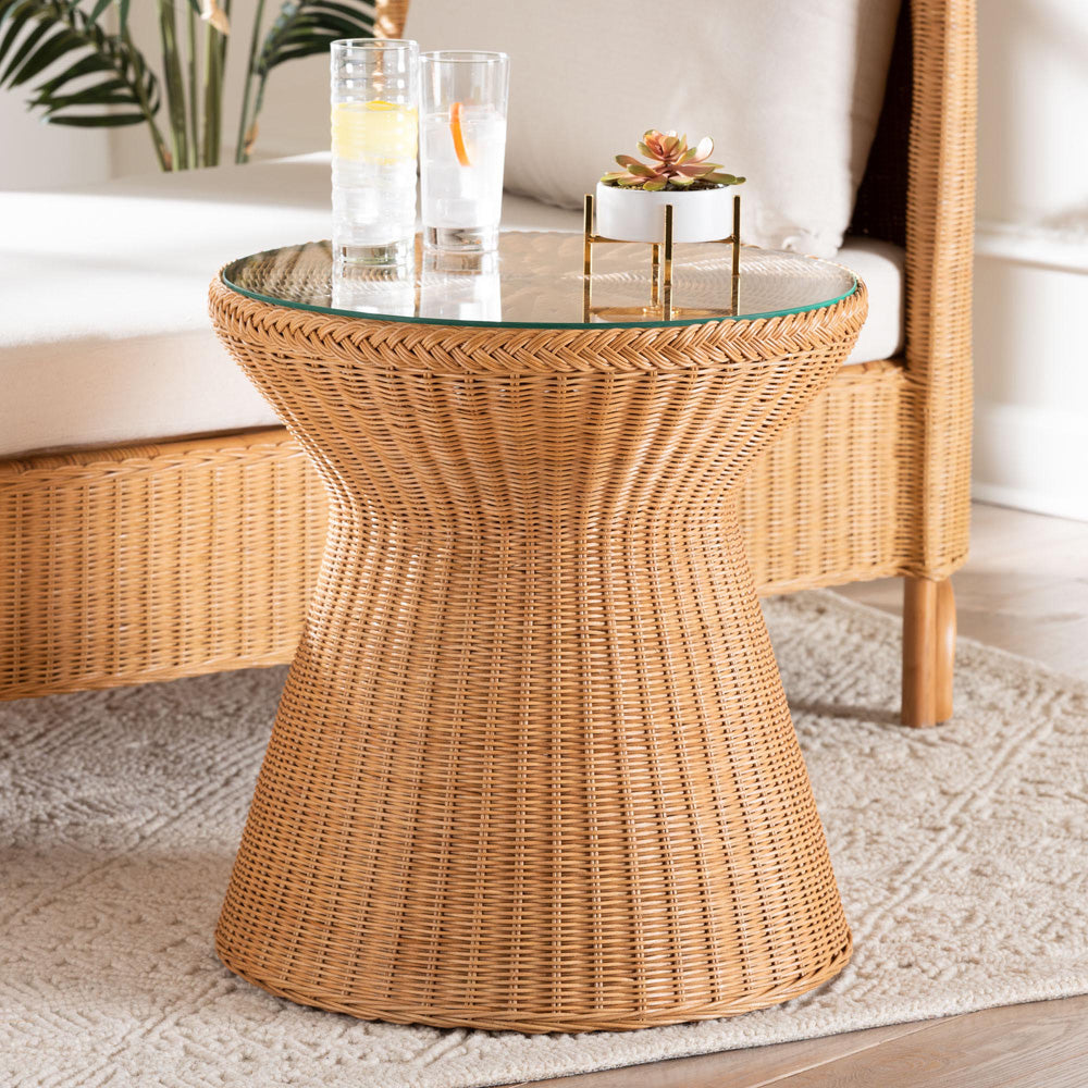 bali & pari - Nina End Table in Natural Rattan - Nina-Light Honey Rattan-ET view 4