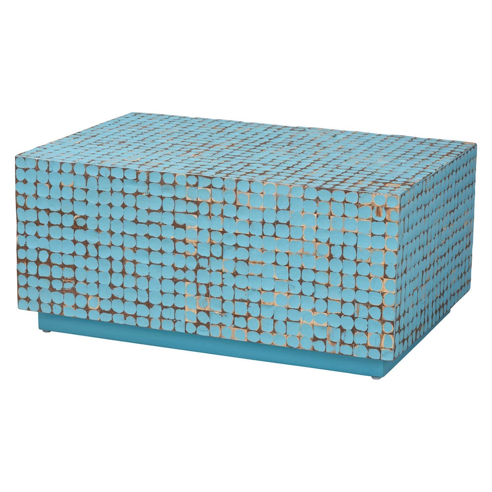 bali & pari - Nitza Coffee Table in Blue - Piedras-Blue Coconut Tiled-CT view 1