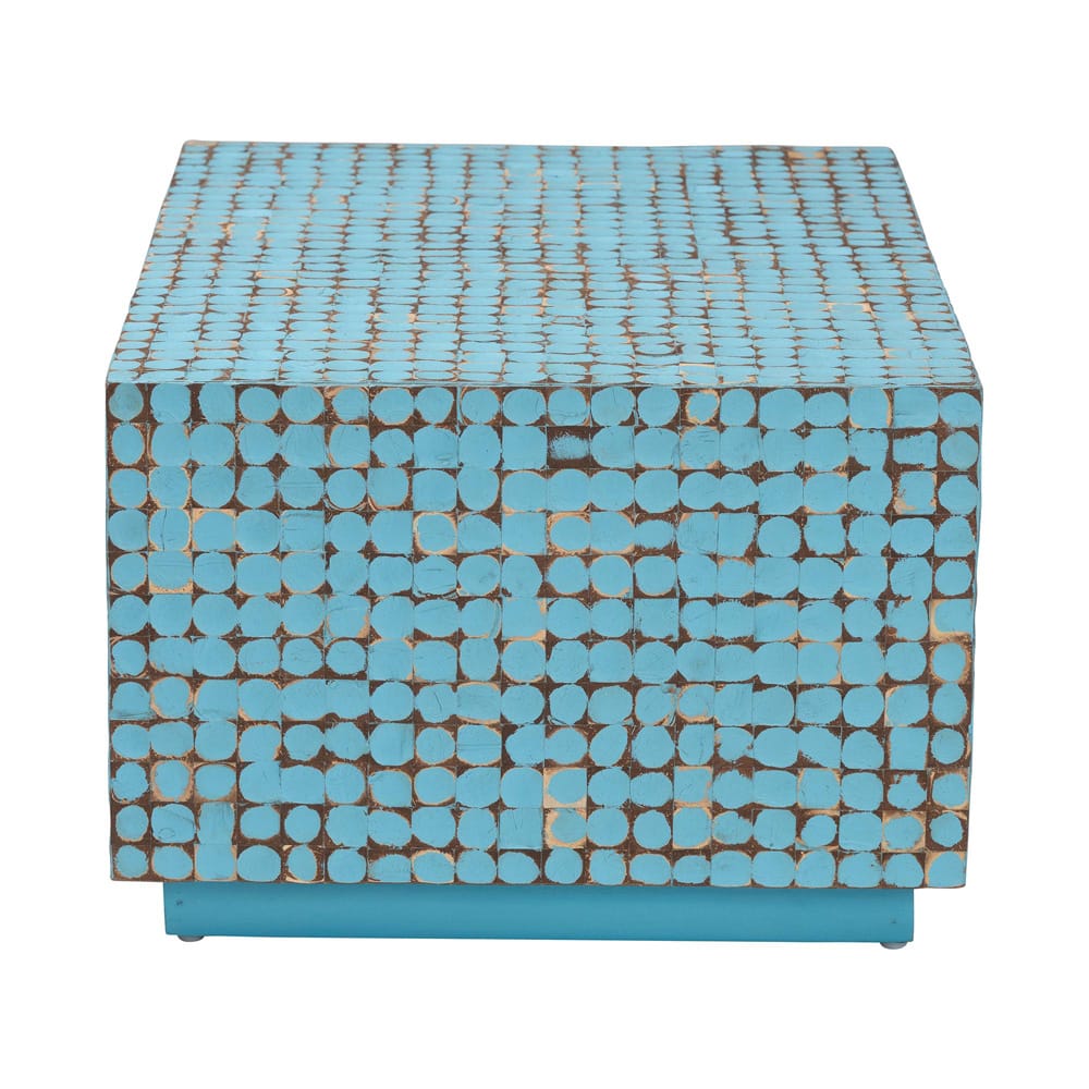 bali & pari - Nitza Coffee Table in Blue - Piedras-Blue Coconut Tiled-CT view 3