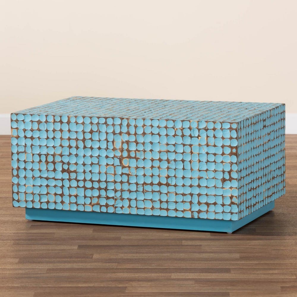bali & pari - Nitza Coffee Table in Blue - Piedras-Blue Coconut Tiled-CT view 8