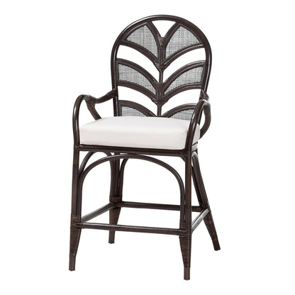 bali & pari - NivenCounter Stool in Espresso - Niven-Rattan/Coffee Bean-Cushion-CS view 1