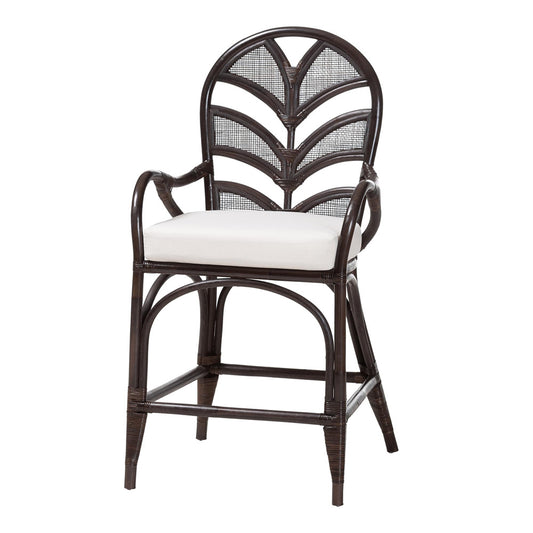 bali & pari - NivenCounter Stool in Espresso - Niven-Rattan/Coffee Bean-Cushion-CS view 1