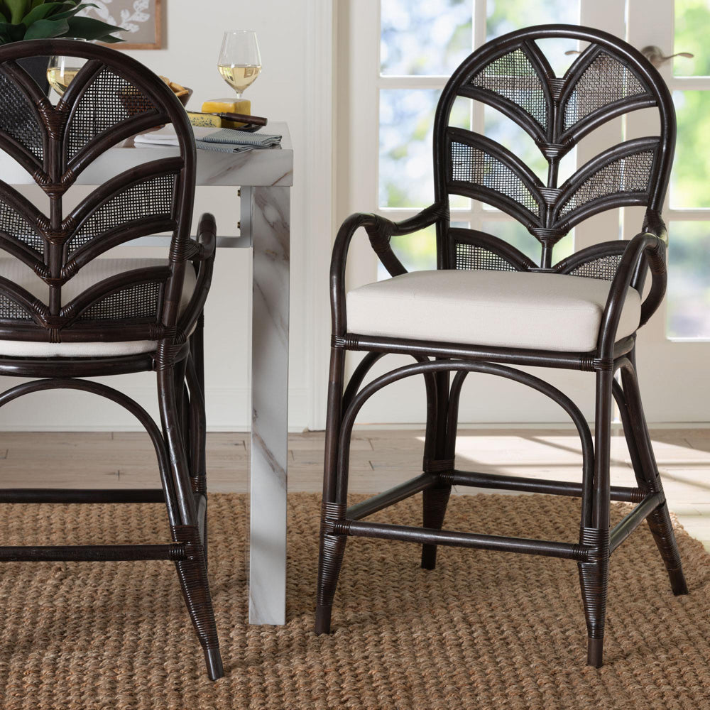 bali & pari - NivenCounter Stool in Espresso - Niven-Rattan/Coffee Bean-Cushion-CS view 8