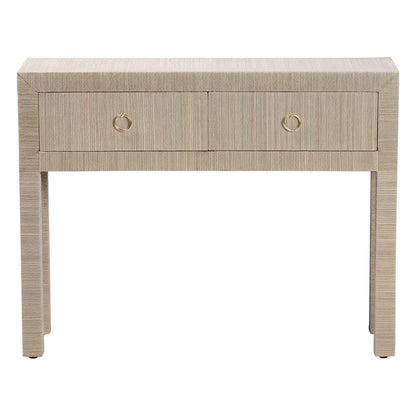 bali & pari  - Noah Console Table in Beige/Gold - Noah 2 DW-Beige-Grasscloth-Console Table view 3