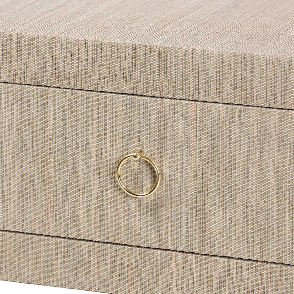 bali & pari  - Noah Console Table in Beige/Gold - Noah 2 DW-Beige-Grasscloth-Console Table view 6
