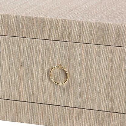 bali & pari  - Noah Console Table in Beige/Gold - Noah 2 DW-Beige-Grasscloth-Console Table view 6