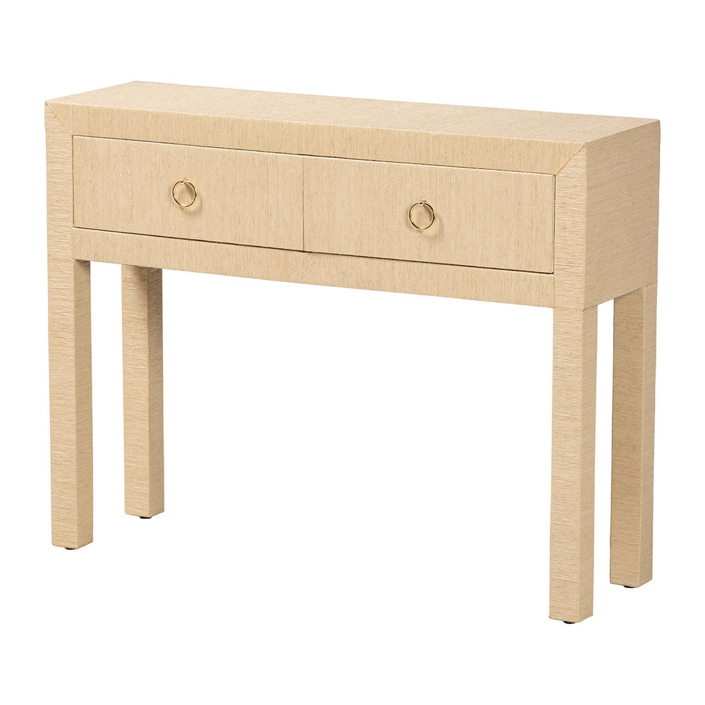 bali & pari  - Noah Console Table in Light Brown/Gold - Noah 2 DW-Light Brown-Grasscloth-Console Table view 1