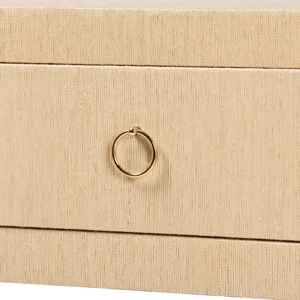 bali & pari  - Noah Console Table in Light Brown/Gold - Noah 2 DW-Light Brown-Grasscloth-Console Table view 6