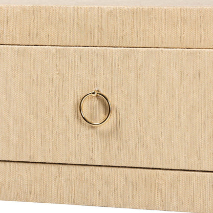 bali & pari  - Noah Console Table in Light Brown/Gold - Noah 2 DW-Light Brown-Grasscloth-Console Table view 6