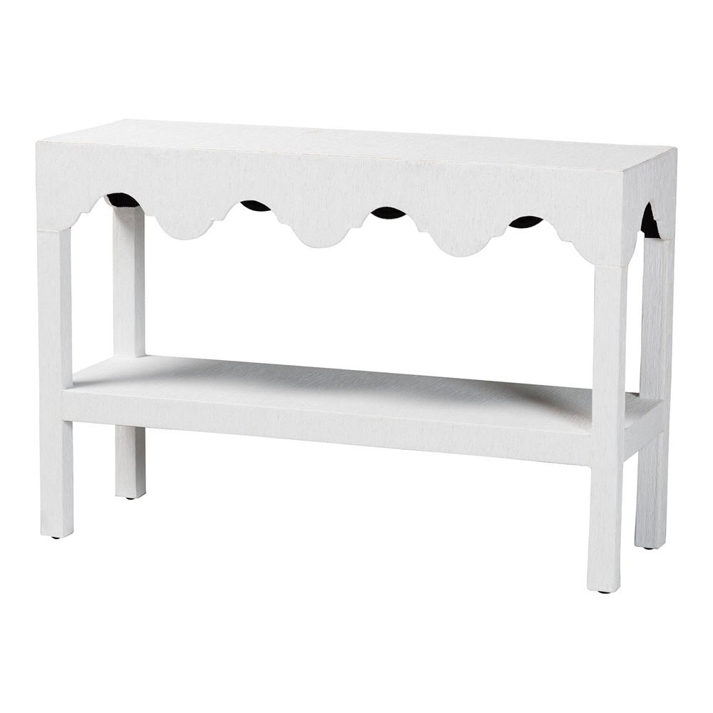 bali & pari  - Nolan Console Table in White - Nolan-Faux Raffia-Console Table view 1