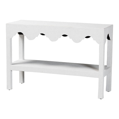 bali & pari  - Nolan Console Table in White - Nolan-Faux Raffia-Console Table view 1