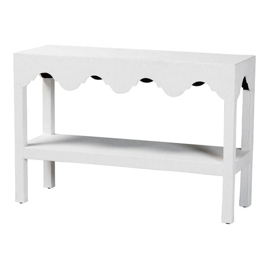 bali & pari  - Nolan Console Table in White - Nolan-Faux Raffia-Console Table view 1