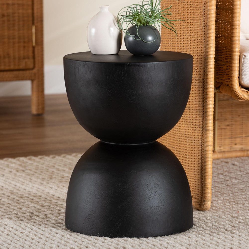 bali & pari  - Nomiki End Table in Black - Suar S/T 003-Black-Side Table view 5