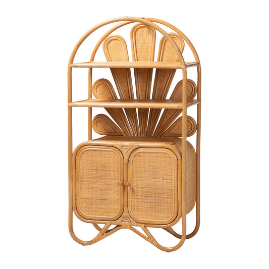 bali & pari - Noreen Storage Cabinet in Light Honey - Noreen-Light Honey Rattan-Shelf view 1