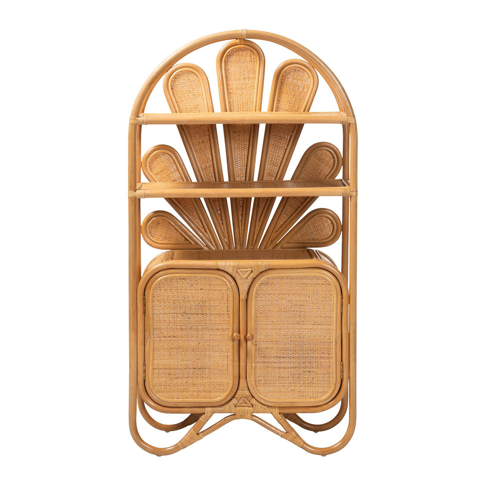 bali & pari - Noreen Storage Cabinet in Light Honey - Noreen-Light Honey Rattan-Shelf view 3
