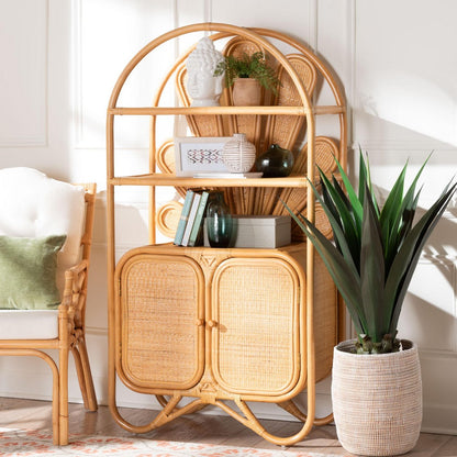 bali & pari - Noreen Storage Cabinet in Light Honey - Noreen-Light Honey Rattan-Shelf view 9
