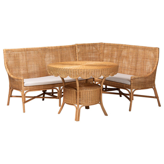 bali & pari - Olivera Dining Set in Light Honey - Baako/Palm Short-3PC Dining Set view 1
