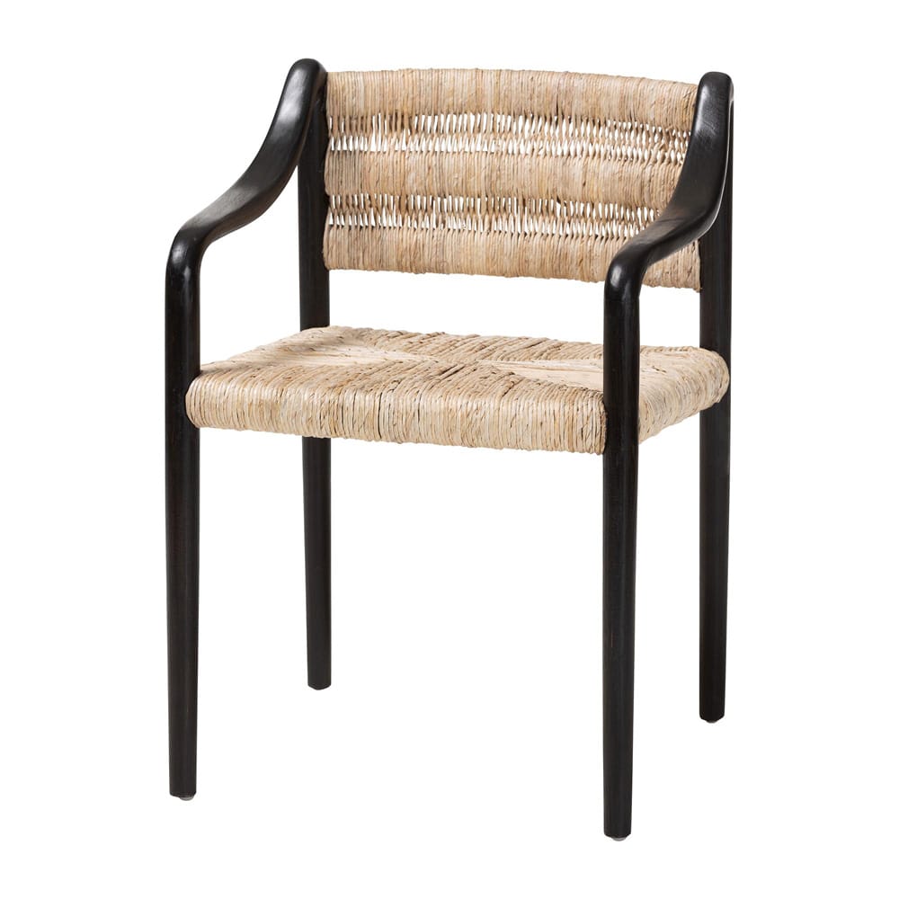 bali & pari - Onda Dining Chair in Black/Natural Brown - Onda-Black/Natural Abaca-Wooden-DC view 1