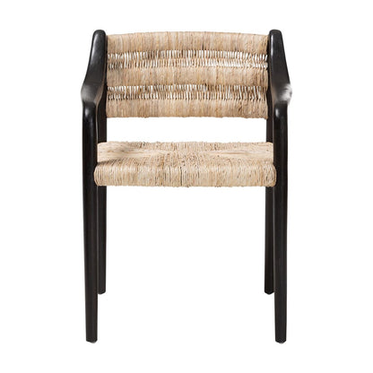 bali & pari - Onda Dining Chair in Black/Natural Brown - Onda-Black/Natural Abaca-Wooden-DC view 2