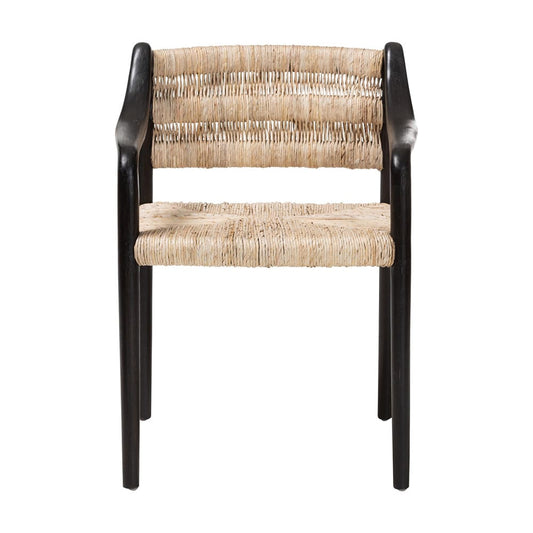 bali & pari - Onda Dining Chair in Black/Natural Brown - Onda-Black/Natural Abaca-Wooden-DC view 2