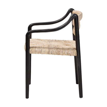 bali & pari - Onda Dining Chair in Black/Natural Brown - Onda-Black/Natural Abaca-Wooden-DC view 3