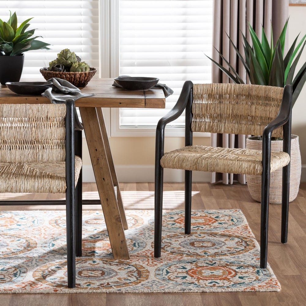 bali & pari - Onda Dining Chair in Black/Natural Brown - Onda-Black/Natural Abaca-Wooden-DC view 8