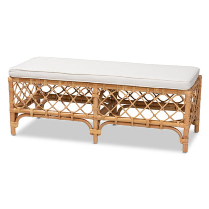 bali & pari - Orchard Bench in White/Natural Brown - Orchard-Rattan-Bench view 1