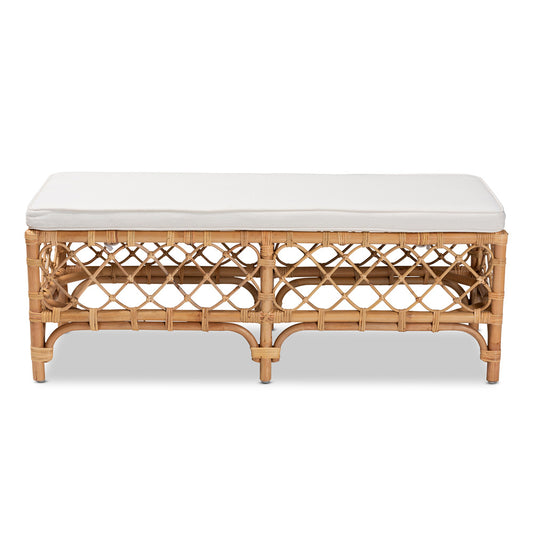 bali & pari - Orchard Bench in White/Natural Brown - Orchard-Rattan-Bench view 2