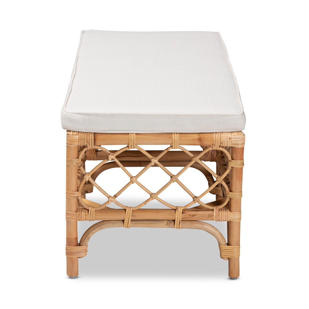 bali & pari - Orchard Bench in White/Natural Brown - Orchard-Rattan-Bench view 3