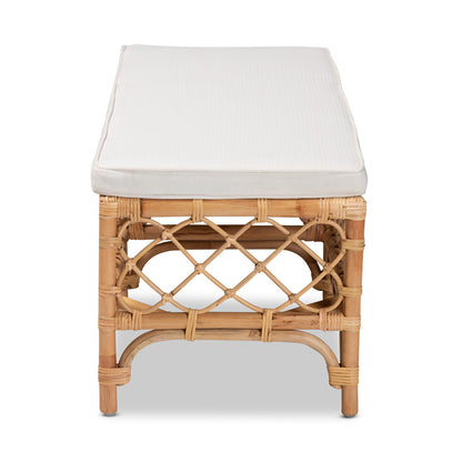 bali & pari - Orchard Bench in White/Natural Brown - Orchard-Rattan-Bench view 3