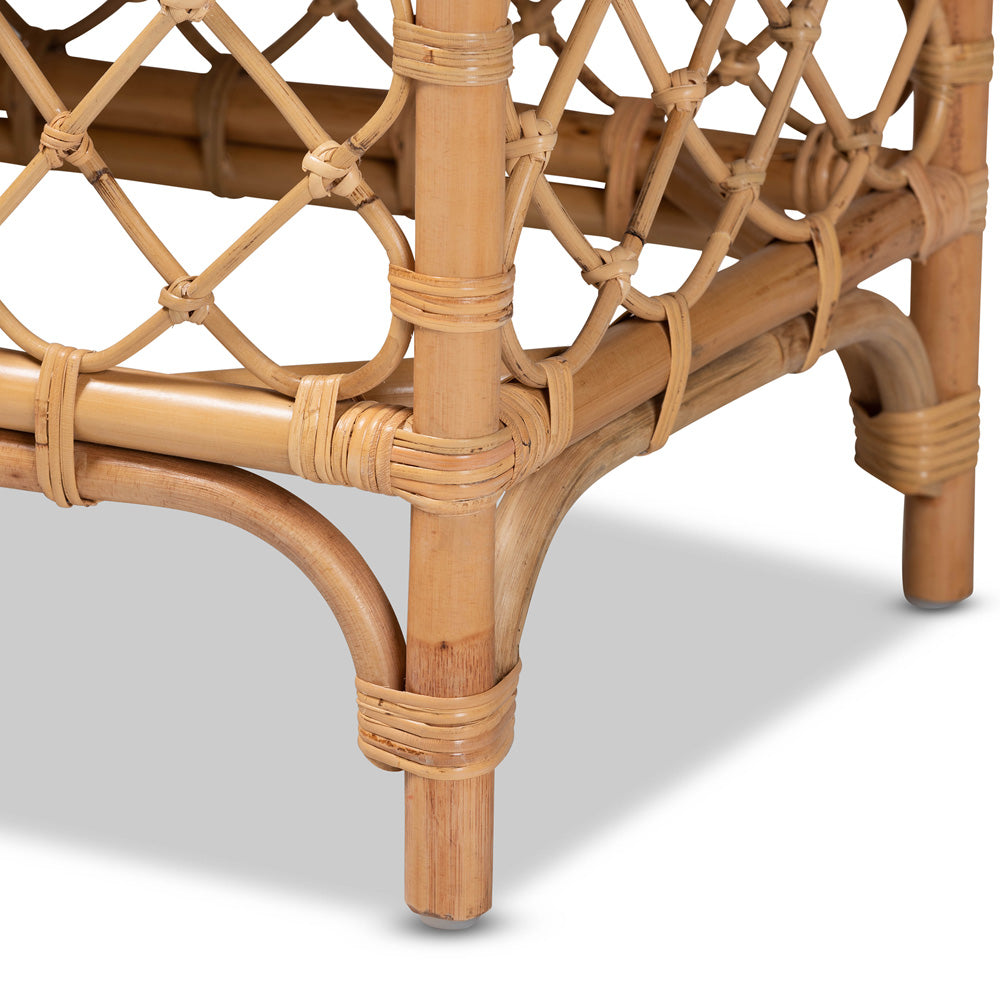 bali & pari - Orchard Bench in White/Natural Brown - Orchard-Rattan-Bench view 4