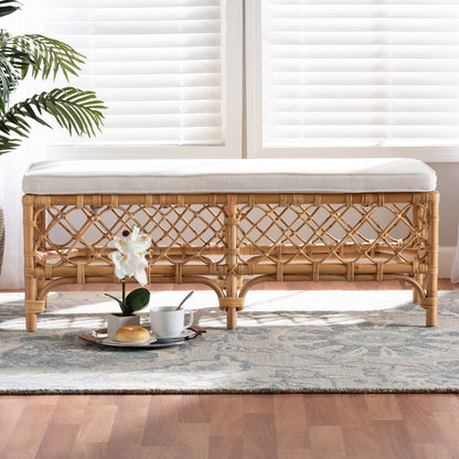 bali & pari - Orchard Bench in White/Natural Brown - Orchard-Rattan-Bench view 6