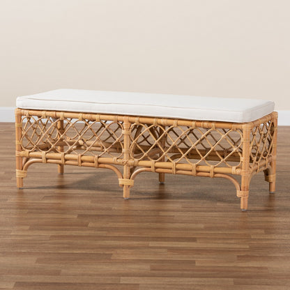 bali & pari - Orchard Bench in White/Natural Brown - Orchard-Rattan-Bench view 7