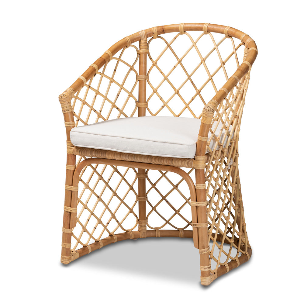 bali & pari - Orchard Dining Chair in White/Natural Brown - Orchard-Rattan-DC view 1