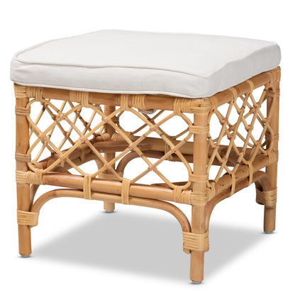 bali & pari - Orchard Ottoman in White/Natural Brown - Orchard-Rattan-Otto view 1
