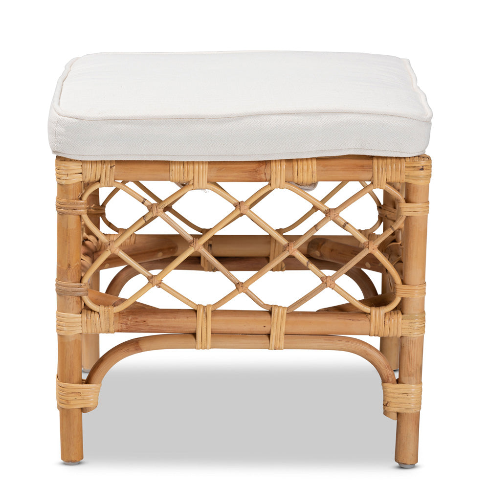 bali & pari - Orchard Ottoman in White/Natural Brown - Orchard-Rattan-Otto view 2