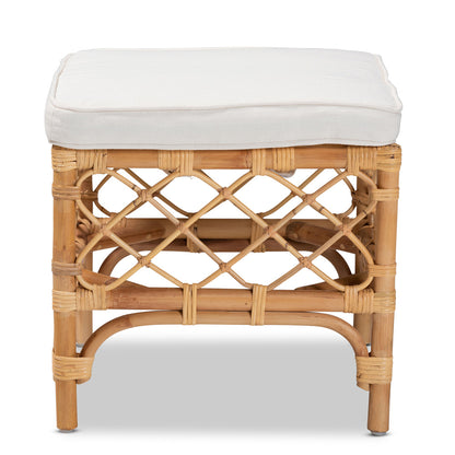 bali & pari - Orchard Ottoman in White/Natural Brown - Orchard-Rattan-Otto view 2