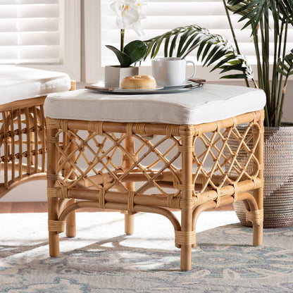 bali & pari - Orchard Ottoman in White/Natural Brown - Orchard-Rattan-Otto view 5