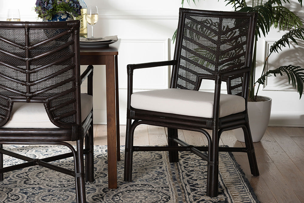 bali & pari - Oscar Dining Chair - Oscar-Rattan/Coffee Bean-Cushion-DC view 5